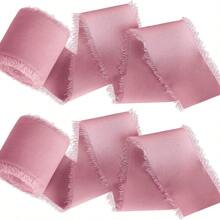 5米 INS 风格手工撕边雪纺丝带，带磨边，4厘米宽，用于婚礼花束、流苏、蝴蝶结和装饰，由欧根纱和真丝面料制成，圣诞节情人节