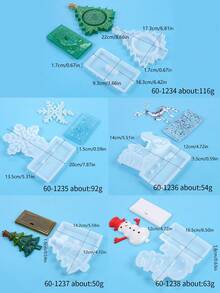 1set Christmas Resin Silicone Molds, 3D Santa Snowman Crystal Ornament Molds For Home Office Decor Desk Topper Art Craft