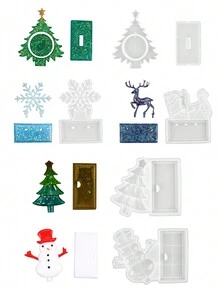 1set Christmas Resin Silicone Molds, 3D Santa Snowman Crystal Ornament Molds For Home Office Decor Desk Topper Art Craft