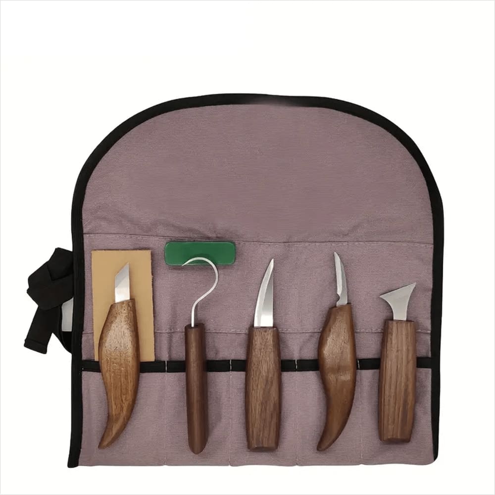 1pc/8pcs/11pcs Wood Carving Kit: High-Carbon Steel Hand Tools With Needle File For Easy Wood Spoon Carving - Perfect For Beginners, Whittling Enthusiasts, Kids & Adults! - Brown - View 1