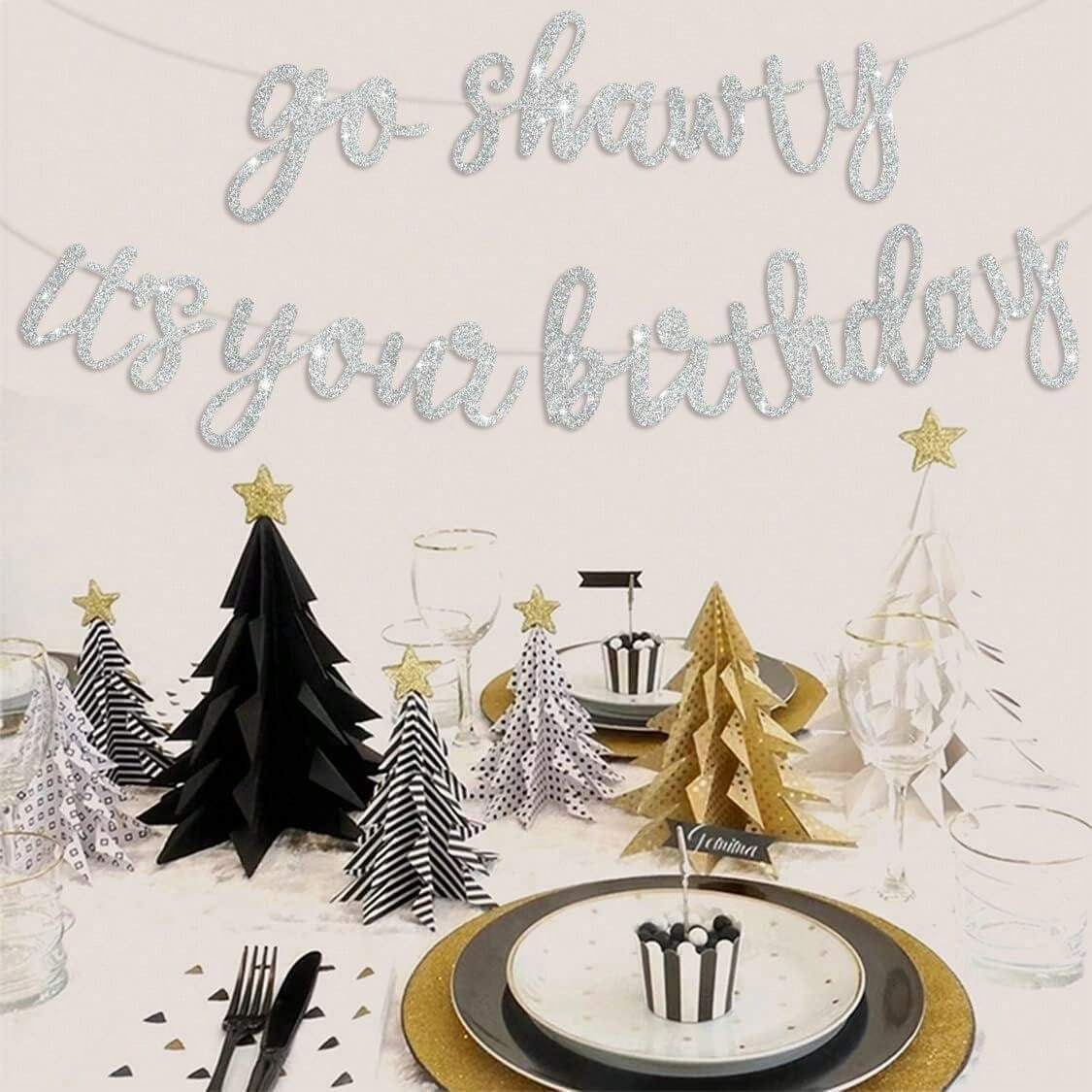 Go Shawty It's Your Birthday Banner - NO DIY - Hip Hop Theme Glitter ...