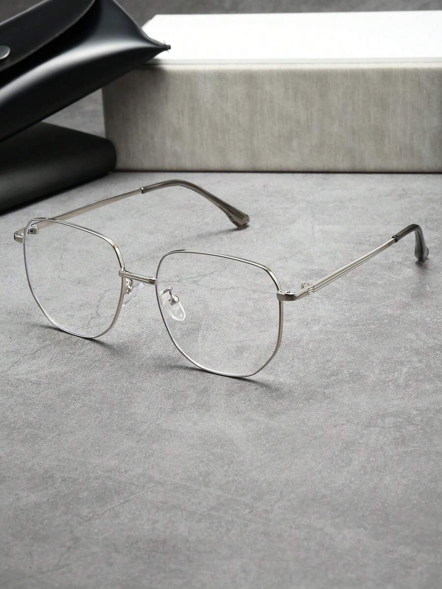 1 Bộ Kính Mắt Thời Trang Hình Nón Cho Nam Phù Hợp Với Trang Phục Công Sở & Thường Ngày - Bạc - Xem 1