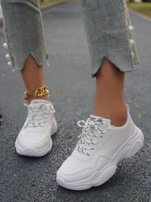 Nuevos zapatos tipo Derby blanco con suela gruesa para mujer, puntera redondeada y bajo empeine, zapatos de plataforma transpirables y antideslizantes de moda para estudiantes - Blanco - Ver 1