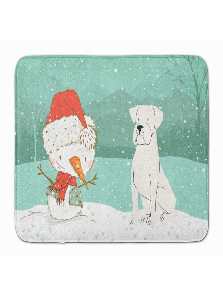 Carolines Treasures CK2034RUG White Boxer & Snowman Christmas Machine Washable Memory Foam Mat - 白色 - 查看 1