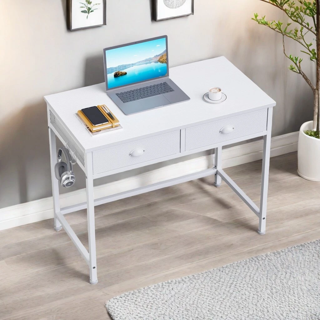 Shein Light Computer Desktop Tydimor Computer Desk With Drawer, Study Desk For Bedroom Small Spaces ...