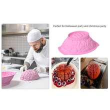 1 个，硅胶大脑模具 - 逼真的人脑蛋糕模具，3.2 英寸深，大容量，带支撑底座，加厚材质，适用于万圣节软糖巧克力果冻布丁，创意 DIY 烘焙风琴模具万圣节装饰万圣节派对礼物万圣节派对用品万圣节万圣节装饰万圣节装饰品万圣节家居万圣节派对万圣节派对 - 彩色 - 查看 10