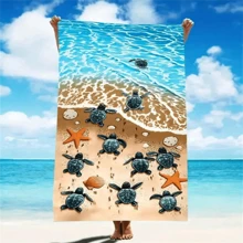 1pc Printed Quick-Dry Sea Turtle Pattern Beach Towel, Suitable For Swimming, Bath, Hotel