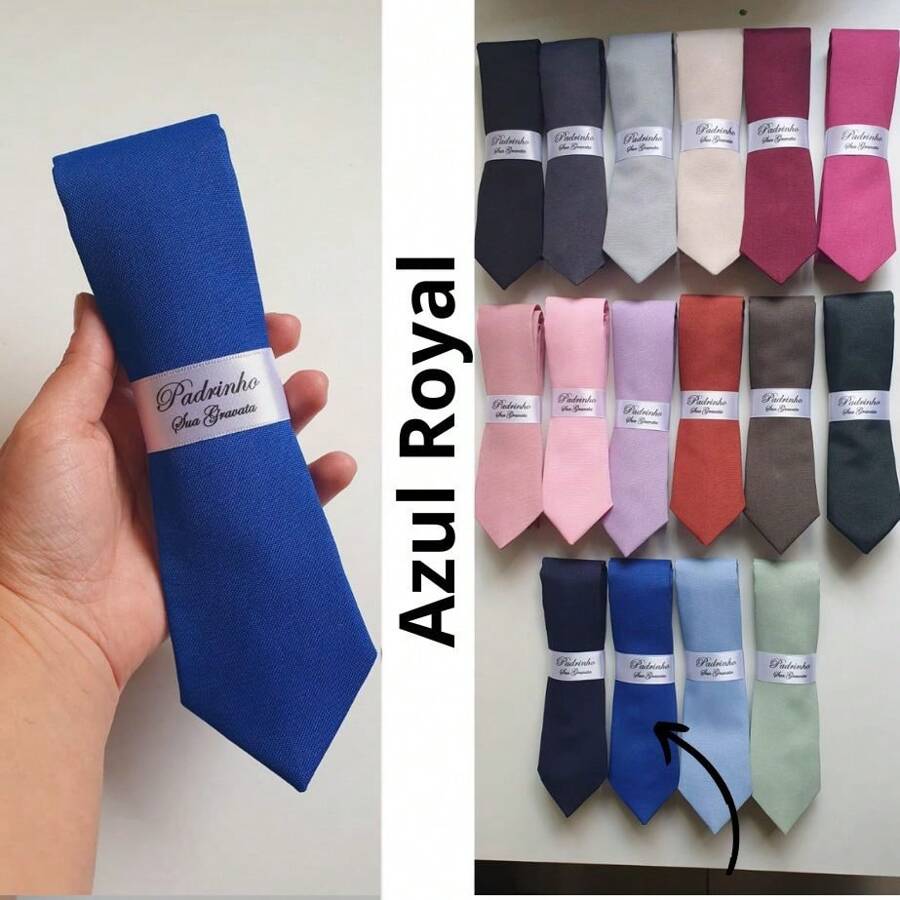 5 Semi Slim Groomsmen Ties - Colors - Royal Blue - View 1