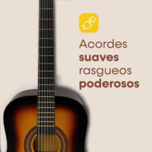 Guitarra acústica Sunburts, Guitarra de madera vintage con un acabado elegante y sutil, ideal para niños, jóvenes, adolescentes y adultos. Guitarra de alta calidad perfecta para todo tipo de musicos.  Con un cuerpo robusto y bien construido, esta guitarra proporciona una proyección de sonido excepcional, asegurando que cada nota sea clara y vibrante. -Cuerpo de tamaño estándar con una forma elegante que garantiza comodidad y facilidad de interpretación durante horas de práctica y actuación. -Tapa de abeto macizo que ofrece una respuesta tonal equilibrada, con bajos profundos, medios cálidos y agudos claros y brillantes. -Fondo y aros, que añaden calidez y profundidad al sonido, mientras proporcionan durabilidad y estabilidad estructural. -Diapasón de palisandro suave al tacto con trastes perfectamente nivelados, que facilitan la ejecución de acordes y escalas con precisión y comodidad. - Color caoba - Ver 2