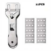 11pcs Glass And Ceramic Stovetop Scraper Set, Scratch-Free, Suitable For Glass, Ceramic And Induction Cooktops - Silver - View 2