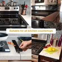1PC/2pcs 63CM Stove Sealing Strip,Kitchen Stove Counter Gap Covers,Stainless Steel Stove Guard, Cooktop Trim Kit, Stove Gap Guards, Oven Gap Filler, Heat Resistant & Effectively Protect Stove Gap Filler,Protect Stove Gap Filler Sealing Spills In Kitchen