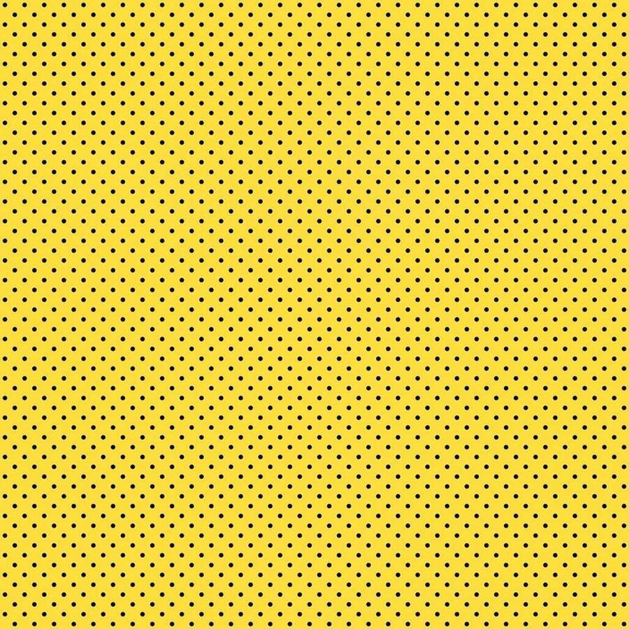Tricoline Poá Per Meter Printed 100% Cotton - 1.5m Wide - Yellow and Black Micro Poá - View 1