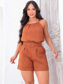 Women Two-Piece Outfits - Rust Brown - View 1
