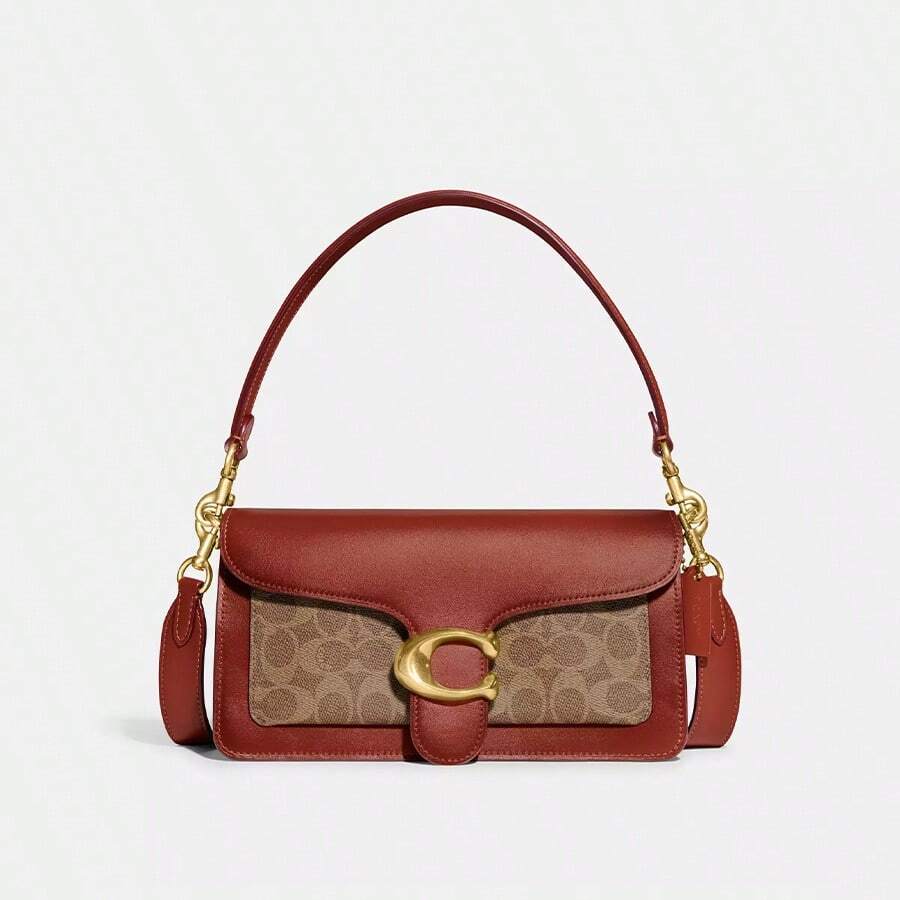 Coach Tabby 26 女士休闲单肩斜挎包，涂层帆布材质，标志性 C 形翻盖 CI032 B4NQ4