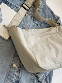 New Men's Diagonal Shoulder Bag, Versatile Minimalist Solid Color Crossbody Bag, Suitable For Daily, Outdoor, Leisure, Travel, Commuting, Large Capacity - Beige - View 6