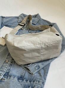 New Men's Diagonal Shoulder Bag, Versatile Minimalist Solid Color Crossbody Bag, Suitable For Daily, Outdoor, Leisure, Travel, Commuting, Large Capacity - Beige - View 3