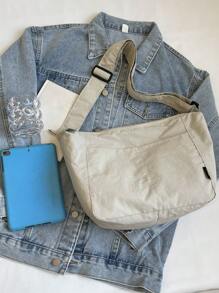 New Men's Diagonal Shoulder Bag, Versatile Minimalist Solid Color Crossbody Bag, Suitable For Daily, Outdoor, Leisure, Travel, Commuting, Large Capacity - Beige - View 7