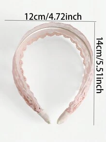 One-Piece Pink Color Flat Wide Light Pink Lace Embroidered Flower Headband Valentine's Day Valentines,Hairband,Hair Hoop Headbands Hair Accessories Head Accessories - Baby Pink - View 2