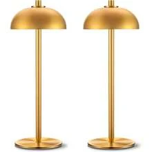 2 Pack Cordless Table Lamp, 5000mAh Portable Rechargeable Table Lamp, 3 Color Modes Stepless Dimming Table Light With Memory Function, For Dinner, Patio, Home, Restaurant.(Gold) - 金色 - 查看 1