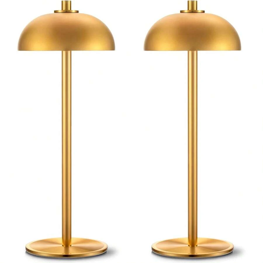 2 Pack Cordless Table Lamp, 5000mAh Portable Rechargeable Table Lamp, 3 Color Modes Stepless Dimming Table Light With Memory Function, For Dinner, Patio, Home, Restaurant.(Gold) - 金色 - 查看 1