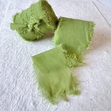 5米 INS 风格手工撕边雪纺丝带，带磨边，4厘米宽，用于婚礼花束、流苏、蝴蝶结和装饰，由欧根纱和真丝面料制成，圣诞节情人节