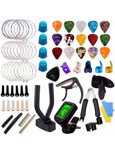 Kit Sintonizador Guitarra ,Kit De Accesorios Para Guitarra Acustica Cuerdas 65 pcs