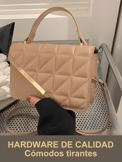 Bolso De Mano De Diseño De Cuadros Exquisito Y Elegante Bolso Portátil Con Asa Superior Con Mini, Presionado Con Correa De Hombro Ajustable Y Cubierta De Material De Cambio De Pu, acolchado con solapa irregular de PU para adolescentes, Perfecto Para Mujeres En Movimiento, Compras, Citas, Fiestas Y Como Regalo,  mujeres, estudiantes universitarias, novatos y trabajadores de cuello blanco, perfecto para la oficina, la universidad, el trabajo, los negocios, los desplazamientos, al aire libre, los viajes, las excursiones