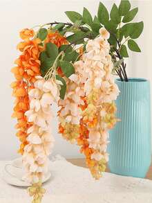 1入組人造藤蔓花，仿真絲綢藤蔓花，仿真絲綢模擬槭花花環，假藤蔓花掛著盆裝飾，適用於家居裝飾、派對、地面花瓶、陽台、婚禮佈置裝飾 - 紫藤花 - 查看 4