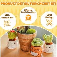 Crochet Kit | Crochet Kit For Beginners | Emotional Support Succulent Crochet Knitting Kit With Step By Step Video Lessons | 4 PC Succulent Crochet Kit With Crochet Accessories(40%+ Yarn)