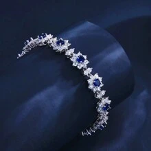 Pulsera de flor de zafiro sintética de artesanía de cobre exquisita, con atmósfera de lujo de alta gama, adecuada para uso diario y como regalo en San Valentín