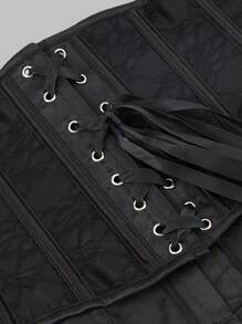 1 件装女式后背系带束腰带，带骨头，时尚外衣，适合万圣节穿着和塑身 - 黑色 - 查看 5