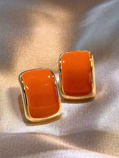 Hegaze 1對女士復古優雅小幾何滴油方形耳環