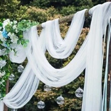 1PC 6M * 1.6M Cưới Đàn Organ CuộN Sheer Pha Lê Vải Tuyn Cưới Vòm Cửa Trang Trí Sợi Sinh Nhật phông Nền Tắm Tiếp Liệu - trắng - Xem 1
