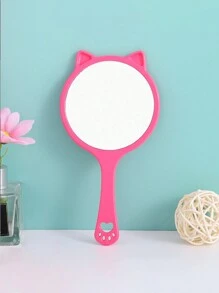 1 pezzo Specchio da trucco portatile creativo con maniglia a forma di orso e gatto, specchio regalo portatile stile coreano per ragazze per il dormitorio degli studenti specchio trucco, specchietti - Multicolore - Visualizzare 23