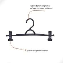Kit 10 Cabides Pendurar Saia Calça Jeans com Presilha Reforçado Super Resistente Plástico - Preto - Visão 4