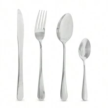 ANDROMEDA INC 24 Piezas Set De Cubiertos De Acero Inoxidable Incluye 1 Estante De Almacenamiento - Plateado - Ver 5