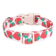1pc Fruit Style Red Strawberry Pattern Adjustable Soft Pet Collar With Light Plastic Buckle, Suitable For Small/Medium/Large Dogs, Unisex Design, Indoor & Outdoor Use - Red - View 3
