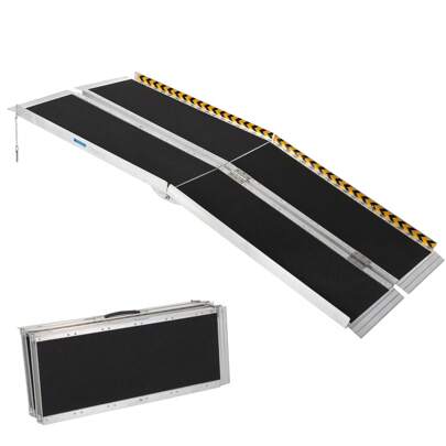 Portable Wheelchair Ramp, Wheel Chair Ramps For Homes With  Transition Plate, Aluminum Wheelchair Ramp With Non-Skid Surface And Reflective Strips, Weight Capacity Up To 600 Lbs