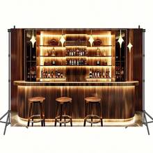 1入組豪華酒吧攝影背景-多功能聚酯酒瓶餐廳咖啡廳飲料城市俱樂部室內夜晚派對宴會酒館櫃台背景照片展示道具（無需電源） - 多色 - 查看 4
