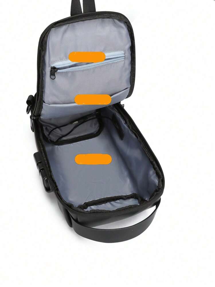 1 pieza Bolso bandolera, bolso de hombro, bolso de mensajero, bolso de pecho, ligero, resistente al agua, multifuncional con puerto de carga USB, gran capacidad con cerradura con contraseña, antirrobo, adecuado para exteriores, senderismo, escuela, viajes, unisex - Azul - Añade 5