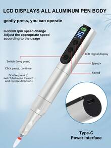 Portable Electric Nail Grinder, Rechargeable 35000RPM Nail File Nail Drill Pen Manicure Machine Kit With Long Battery Life, Professional Nail Art Polish & Cuticle Remover Machine Set, Toenail Grinder Nail Polishing Equipment Nails Appliance Manicure Pedicure Kit Accessory Nail Art Tool For Acrylic Nail Salon & Home Use - Black - View 4