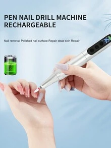 Portable Electric Nail Grinder, Rechargeable 35000RPM Nail File Nail Drill Pen Manicure Machine Kit With Long Battery Life, Professional Nail Art Polish & Cuticle Remover Machine Set, Toenail Grinder Nail Polishing Equipment Nails Appliance Manicure Pedicure Kit Accessory Nail Art Tool For Acrylic Nail Salon & Home Use - Black - View 2