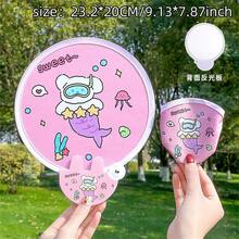 1pc Cartoon Reflective Foldable Fan, Portable Mini Fan For Selfies And On-The-Go, Cute And Convenient For Summer - Multicolor - View 9