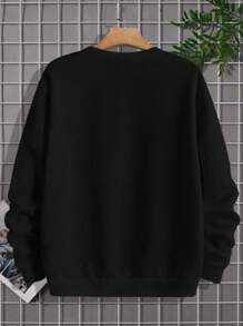 Moletom feminino Gola Redonda coração Tumblr Blusa de frio Streetwear Casaco - Preto - Visão 2