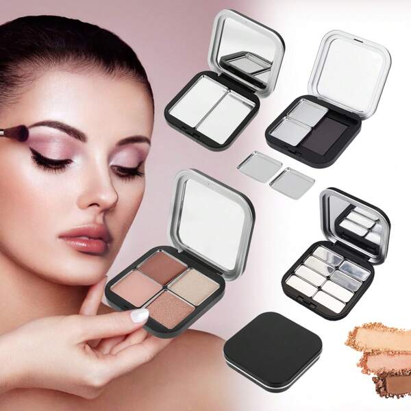 1pc Magnetic Empty Storage Box With Mirror And Grid Tray, Portable Makeup Box With Mirror That Can Be Freely Combined, Portable Refillable Storage Box For Touch-, Magnetic Portable Eye Shadow Storage Box With 2/4/6 Grids, Multifunctional Refillable Empty Storage Box For Makeup Samples, Travel-Friendly Cosmetic Storage Box For Filling Eye Shadow, Solid Lipstick, Concealer, Blush, Contour And Other Cosmetics, And Travel-Friendly Makeup Accessories.,Makeup,Cheap,Room Decor,Vanity,Travel,Bedroom,Makeup Accessories