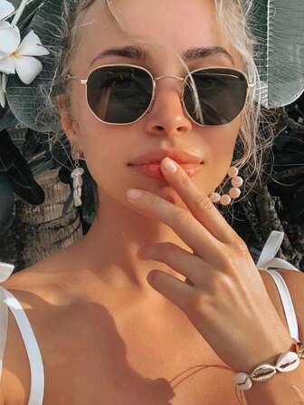 Ochelari de soare cu ramă mică poligonală noi 2024, stil stradal european și american versatil, retro, colorat