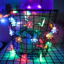 Christmas Lights Multicolor  Multi Colored Snowflake String Lights Battery Operated Colorful Fairy Light For Bedroom Party Home Xmas Decor Christmas Tree Decorations - Multicolor - View 4