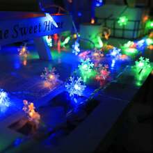 Christmas Lights Multicolor  Multi Colored Snowflake String Lights Battery Operated Colorful Fairy Light For Bedroom Party Home Xmas Decor Christmas Tree Decorations - Multicolor - View 3