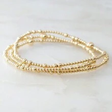 3pcs Set Fashionable Luxurious 2/3mm Mixed Electroplated 18K Copper Bead Bracelet, Waterproof, Suitable For Women Stacking, Anniversary, Couple, Best Friend Gifts - Multicolor - View 11