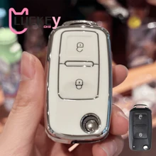 Key Fob Shell Case Cover For VW Jetta Passat Beetle Rabbit GTI CC EOS Amarok Golf 4 5 6 MK4 Polo MK7 Smart Key Protector Holder Car Accessories Bag Charm